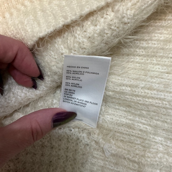 Pins and Needles Cream Fuzzy Open Front Cardigan Sweater Size M - Picture 7 of 9